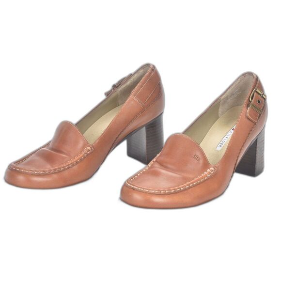 Tommy Hilfiger 90s Brown Loafer with High Block Heel Size 9 - Picture 3 of 5